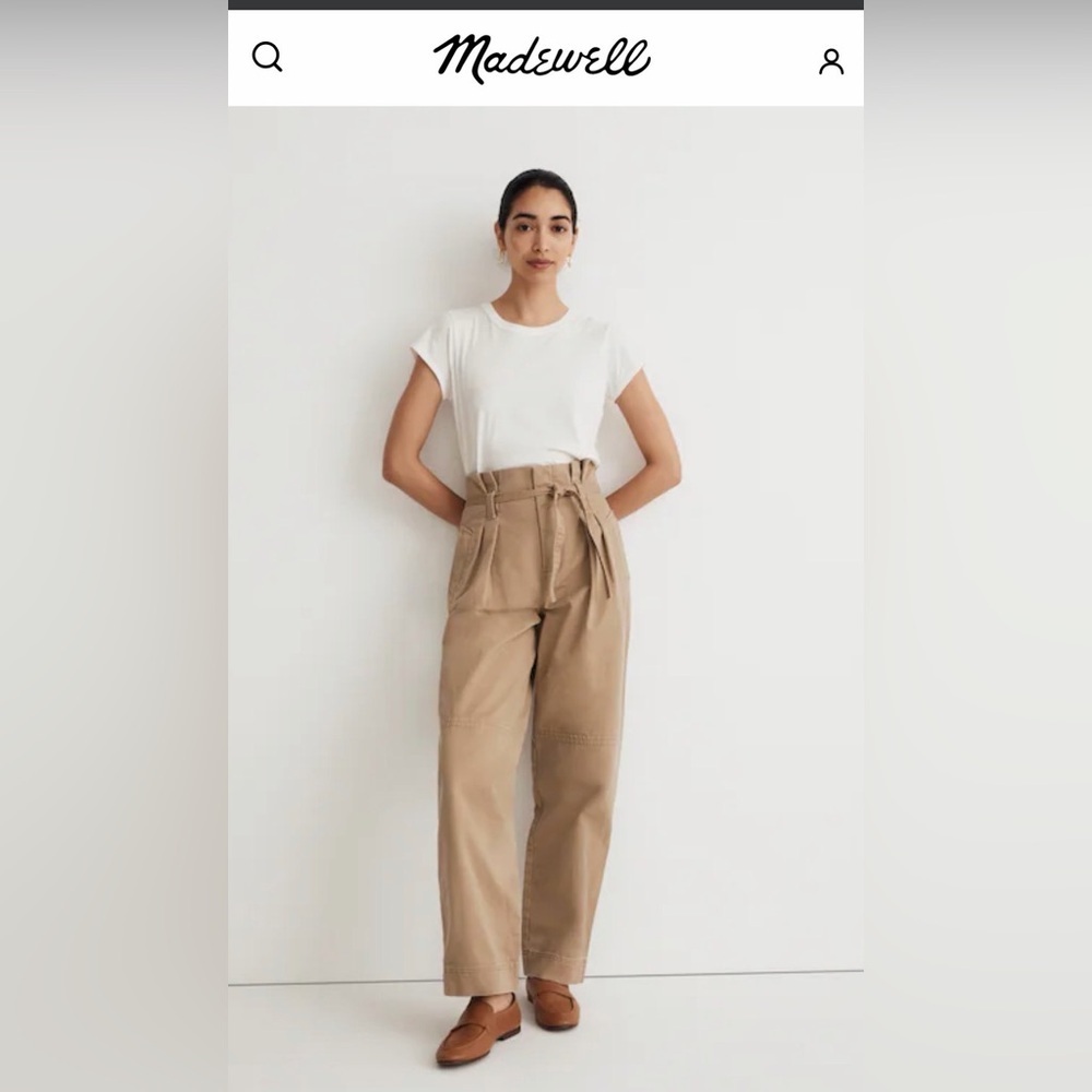 NEW Madewell Paperbag Trench Trousers in (Re)generative Chino Tan Size 0